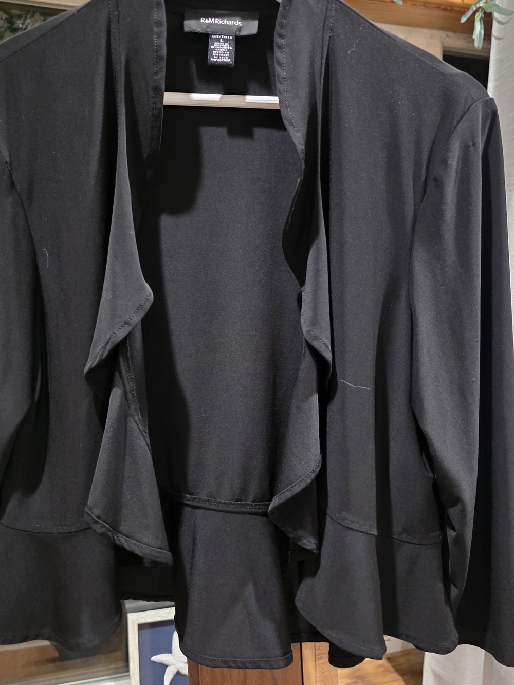 R&M Richards Black Ruffle Open-Front Blazer - Picture 2 of 4
